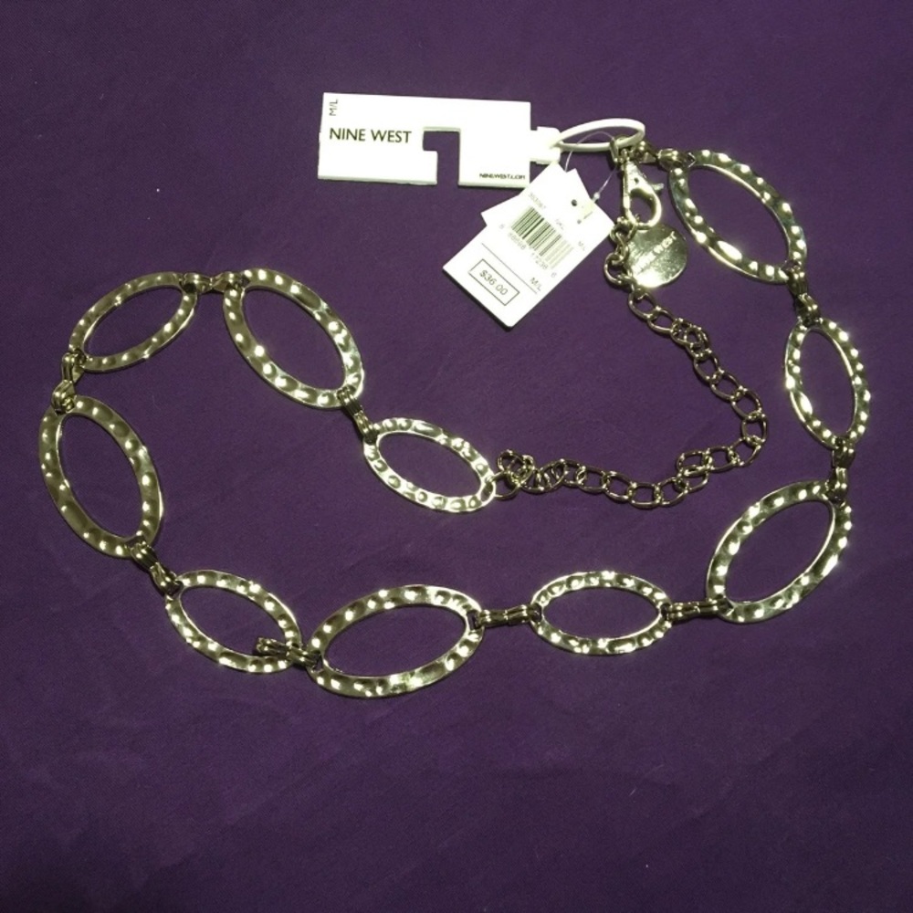Nine West Stamped Silver Chain belt